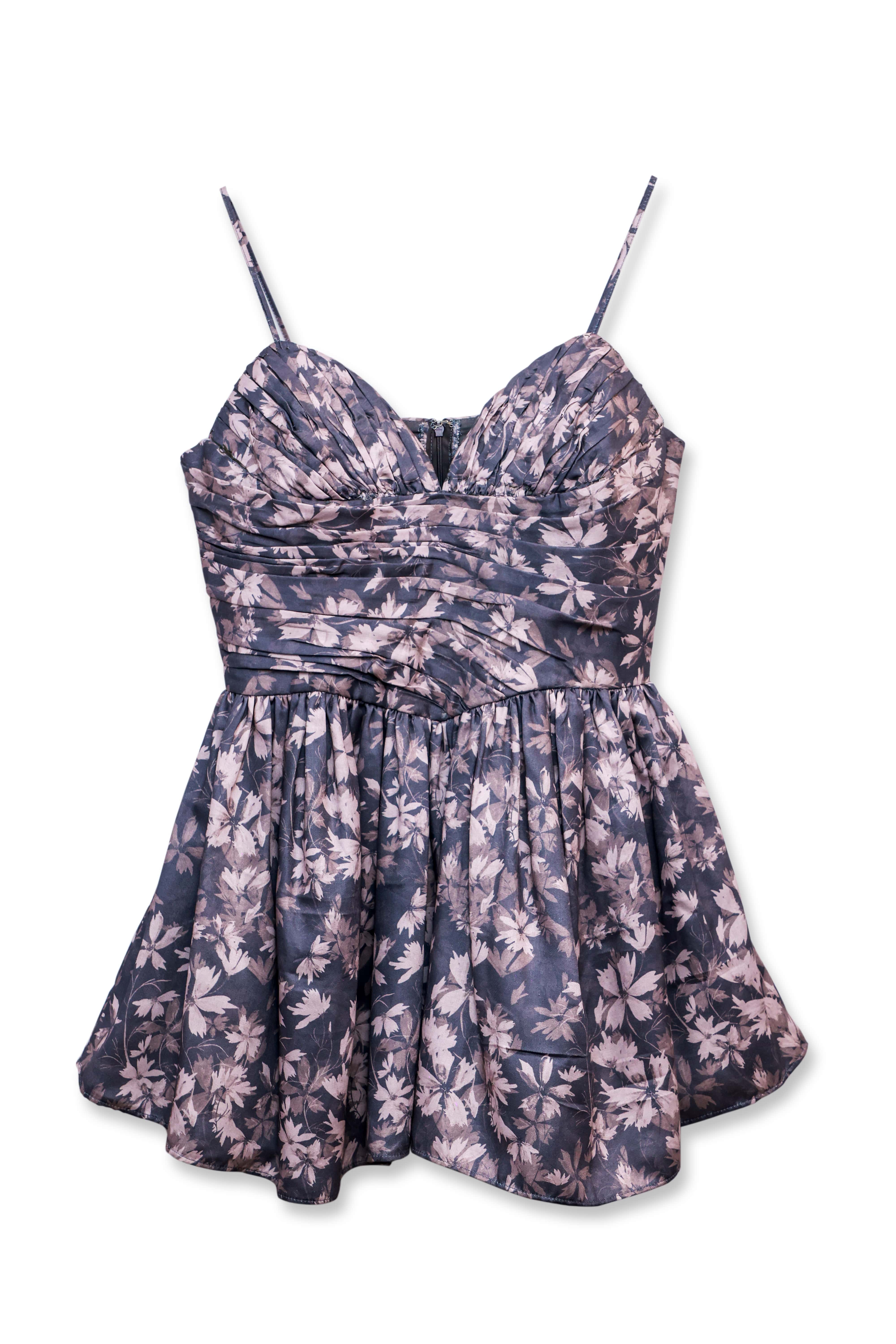 Floral ruched mini dress