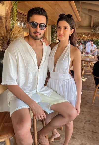 Shanaya Kapoor in halter neck dress